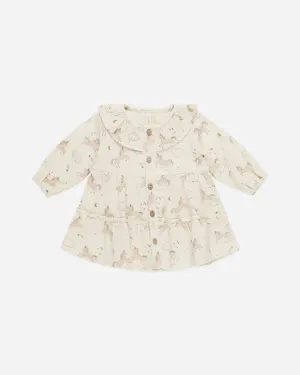 Ruffle collar button dress || Unicorns