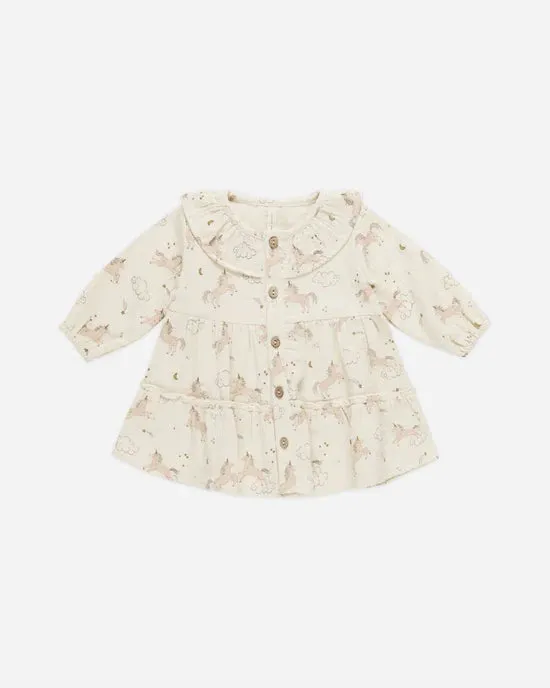 Ruffle collar button dress || Unicorns