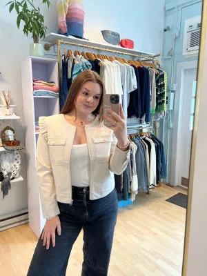 Ruffle Shoulder Vegan Jacket