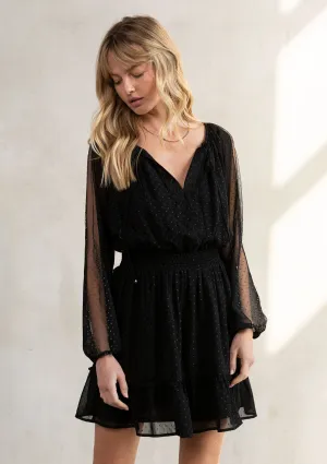 Ruffled Sheer Polka Dot Bohemian Mini Dress