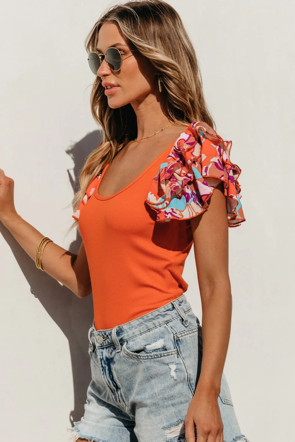 Ruffled Sleeve Bodysuit