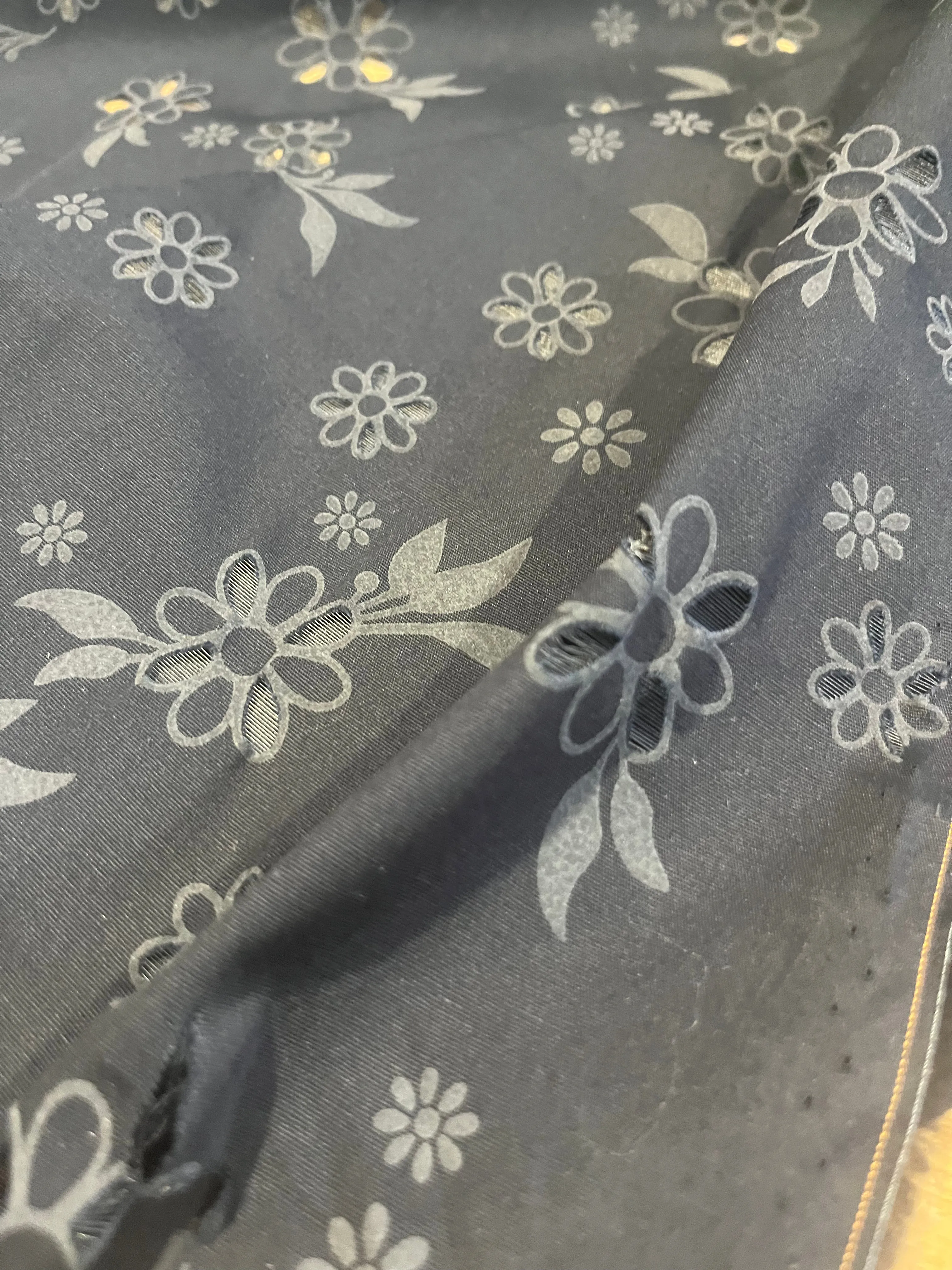 Sangallo cotton stretch lasercut puff print design 1 black