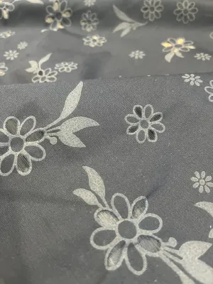 Sangallo cotton stretch lasercut puff print design 1 black