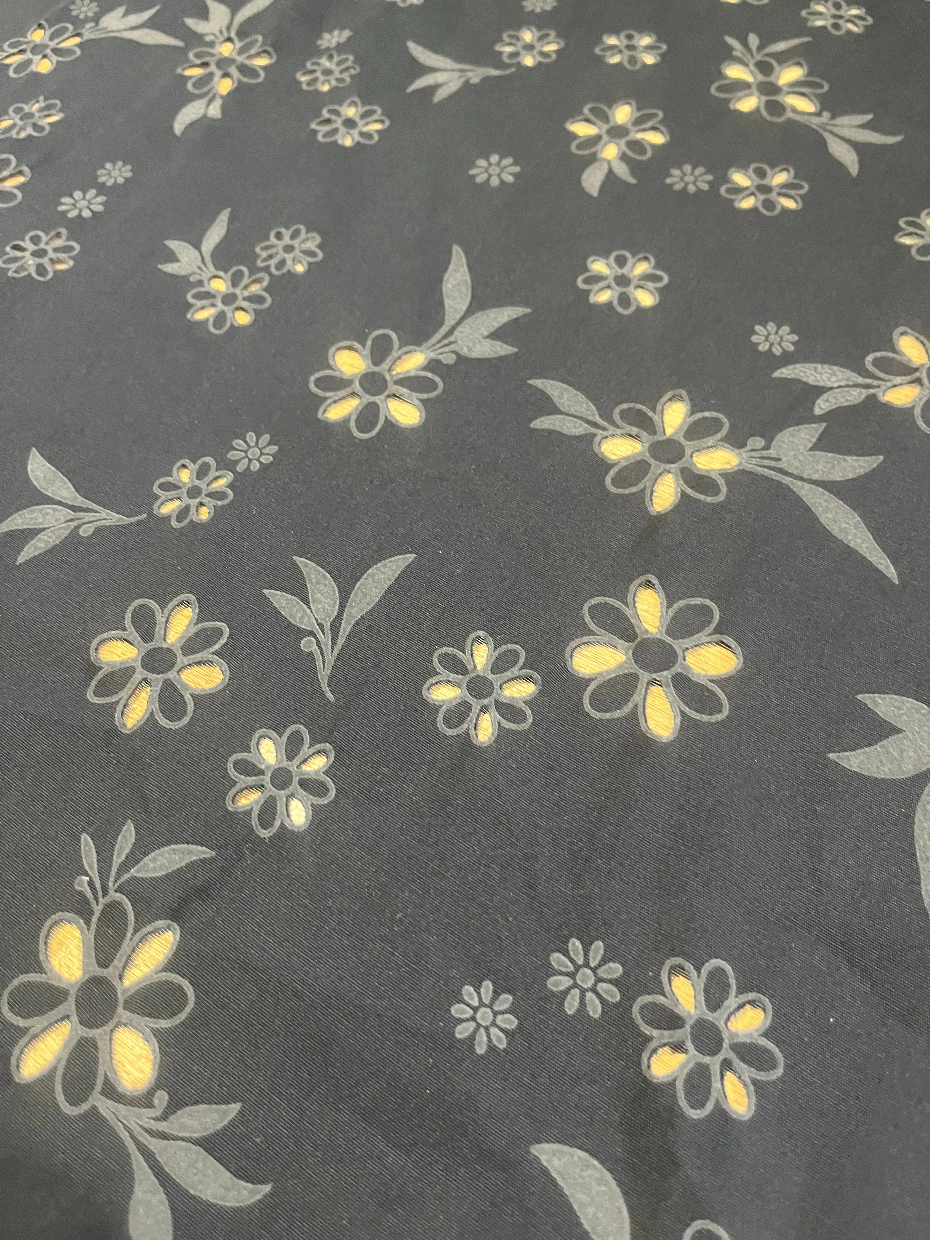 Sangallo cotton stretch lasercut puff print design 1 black