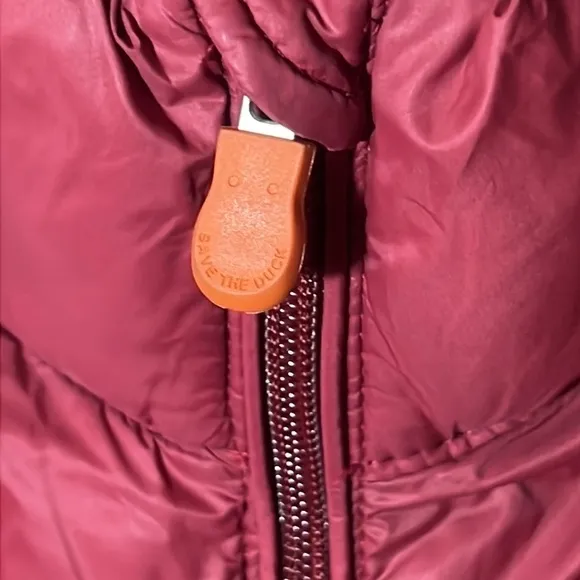 SAVE THE DUCK Puffer Vest Juniors Size 1 Mineral Red &amp; Navy Ultra-Light