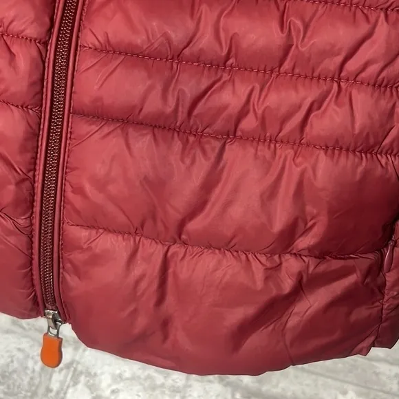 SAVE THE DUCK Puffer Vest Juniors Size 1 Mineral Red &amp; Navy Ultra-Light
