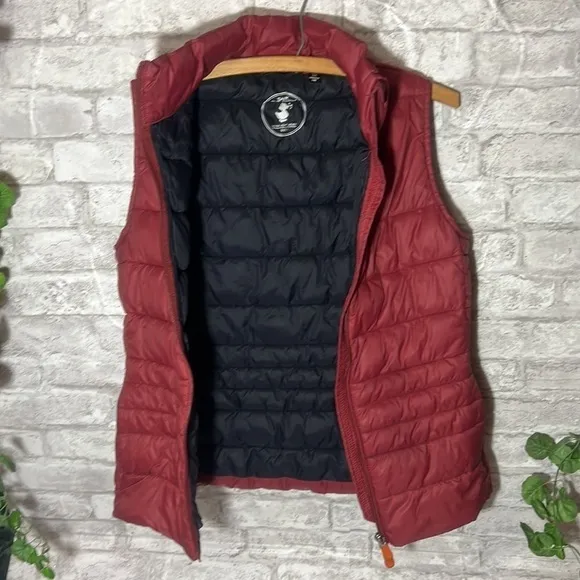 SAVE THE DUCK Puffer Vest Juniors Size 1 Mineral Red &amp; Navy Ultra-Light