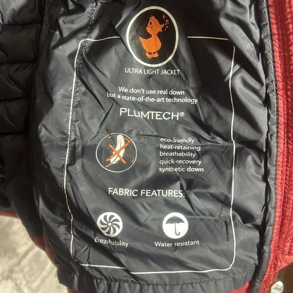 SAVE THE DUCK Puffer Vest Juniors Size 1 Mineral Red &amp; Navy Ultra-Light
