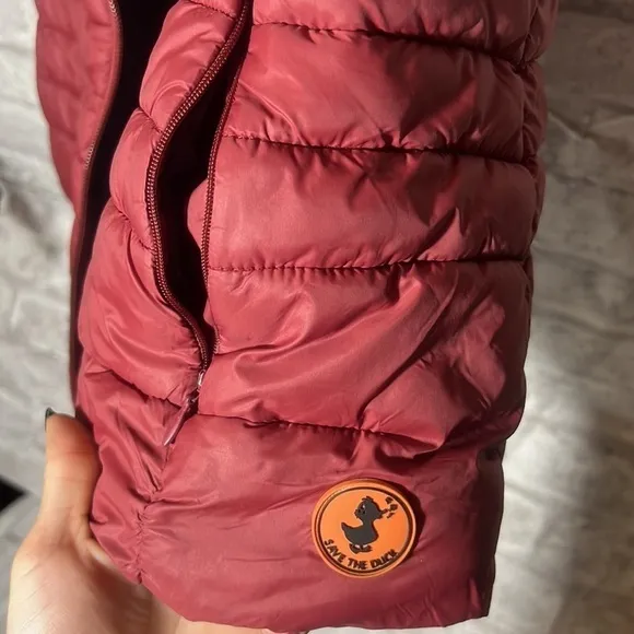 SAVE THE DUCK Puffer Vest Juniors Size 1 Mineral Red &amp; Navy Ultra-Light