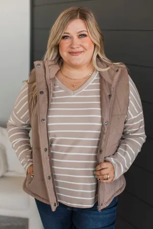 Sights Unseen Puffer Vest- Mocha