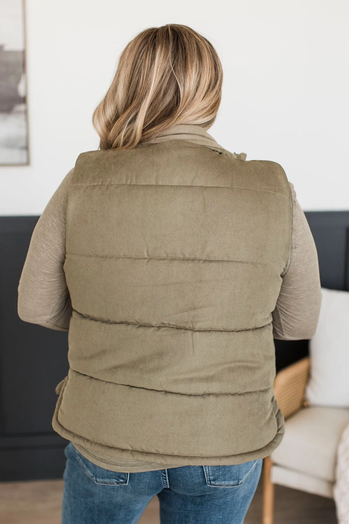 Sights Unseen Puffer Vest- Sage