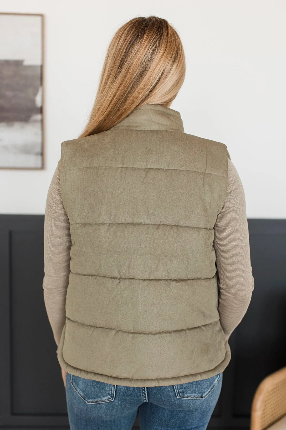Sights Unseen Puffer Vest- Sage