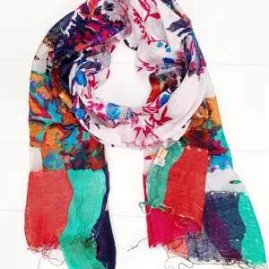 SILK FRINGED SCARF 60x180CM