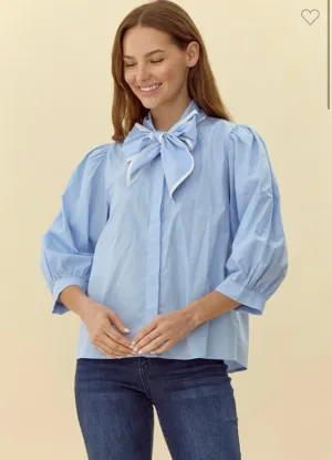 Sky Bow Neck Blouse