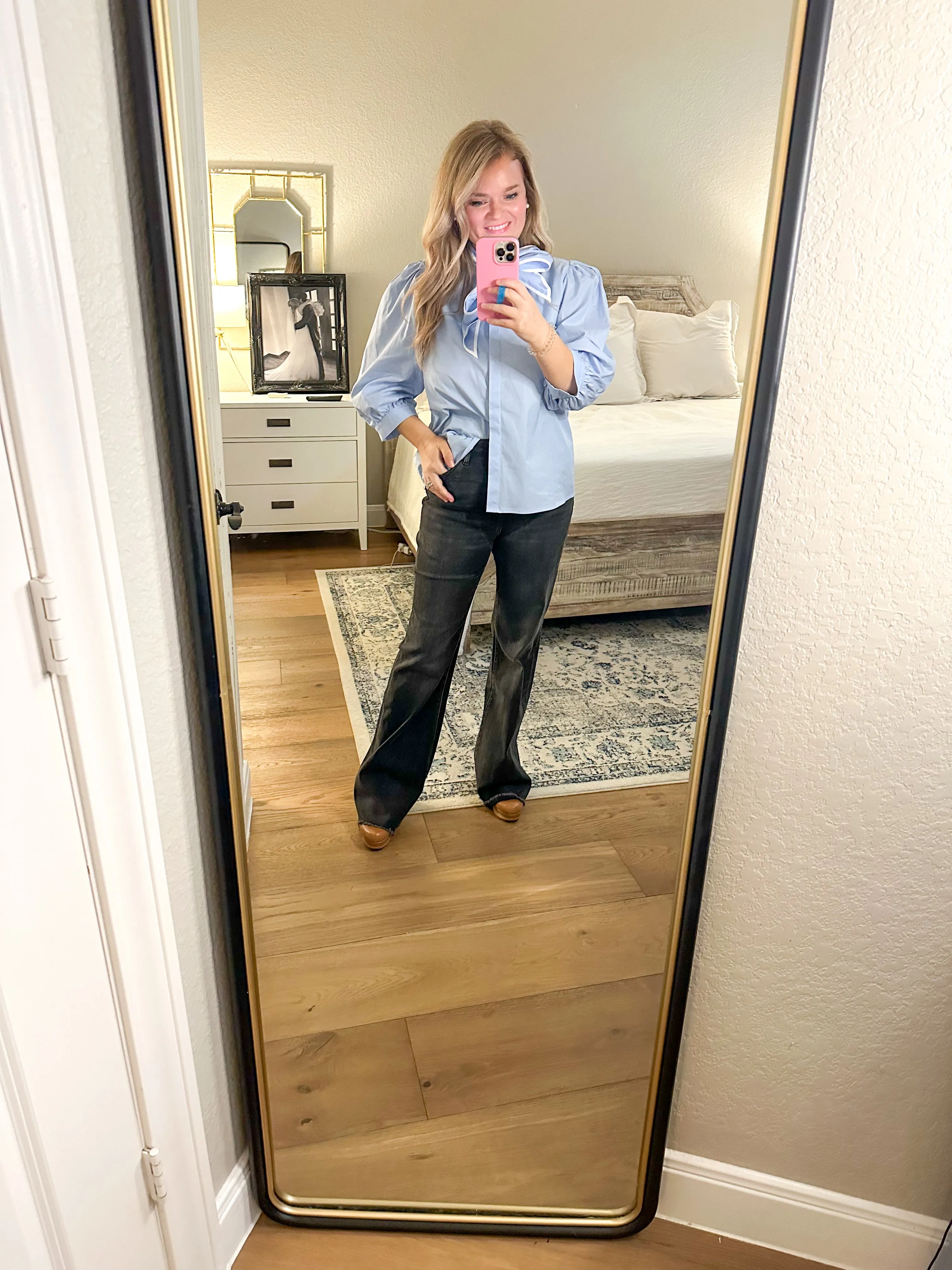 Sky Bow Neck Blouse