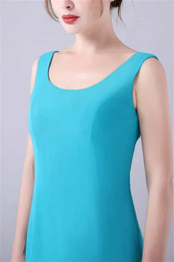 Sleeveless strap jewel A-Line Ankle-length handmade flower mother's dress