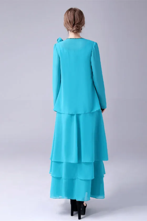Sleeveless strap jewel A-Line Ankle-length handmade flower mother's dress