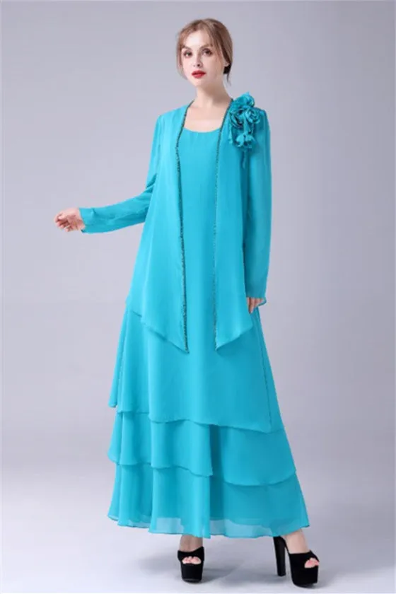 Sleeveless strap jewel A-Line Ankle-length handmade flower mother's dress