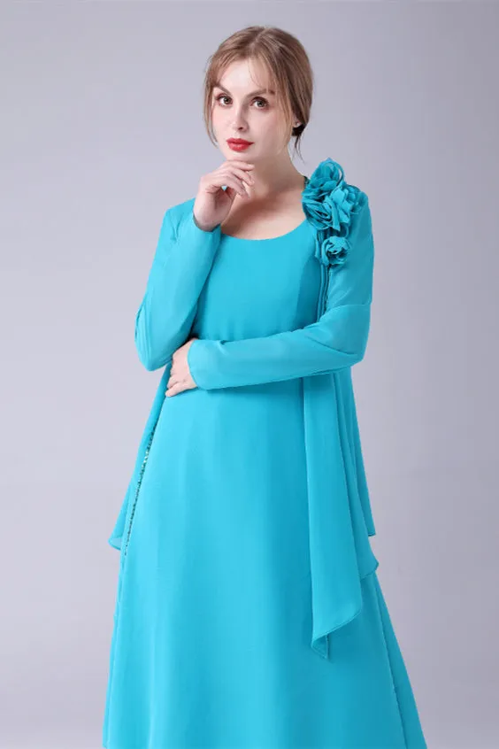 Sleeveless strap jewel A-Line Ankle-length handmade flower mother's dress