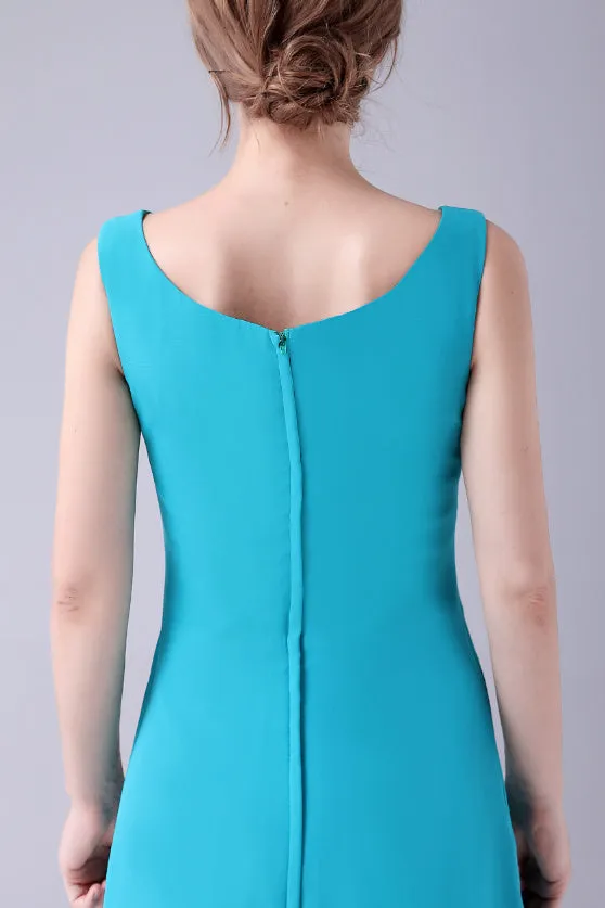 Sleeveless strap jewel A-Line Ankle-length handmade flower mother's dress
