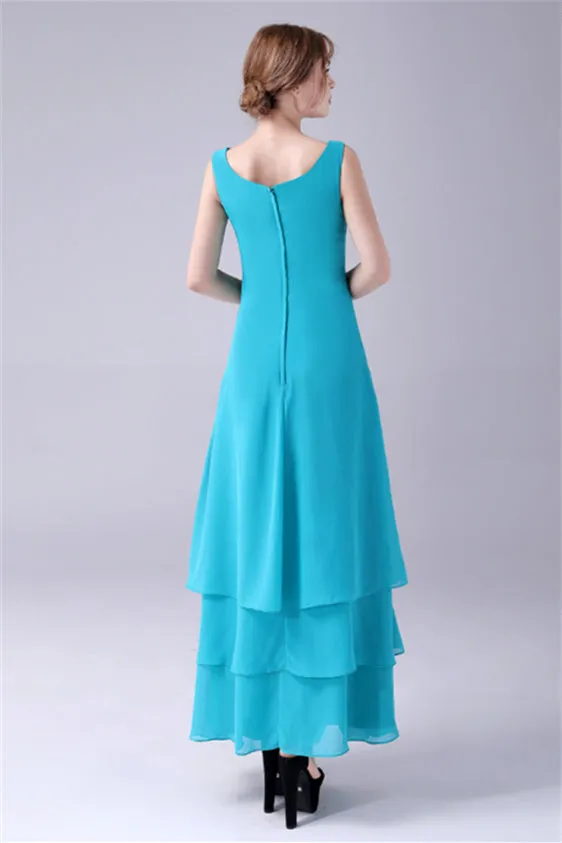 Sleeveless strap jewel A-Line Ankle-length handmade flower mother's dress
