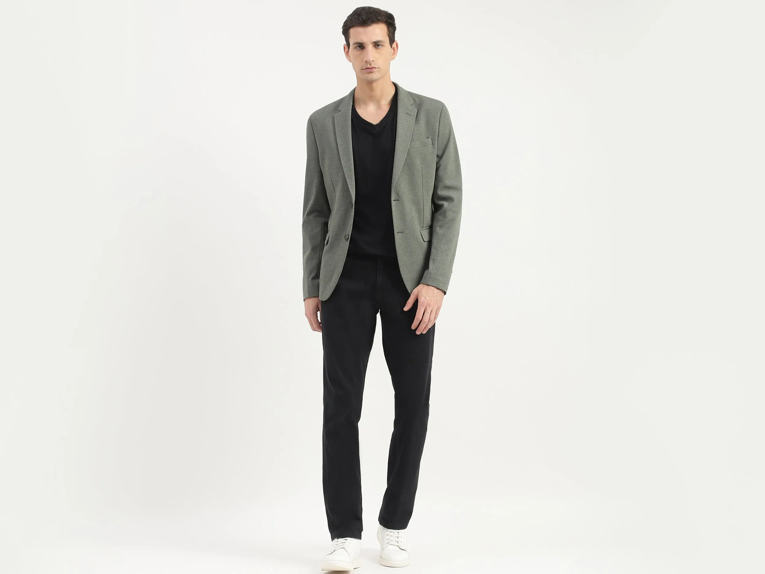 Slim Fit Lapel Collar Solid Coloured Jacket
