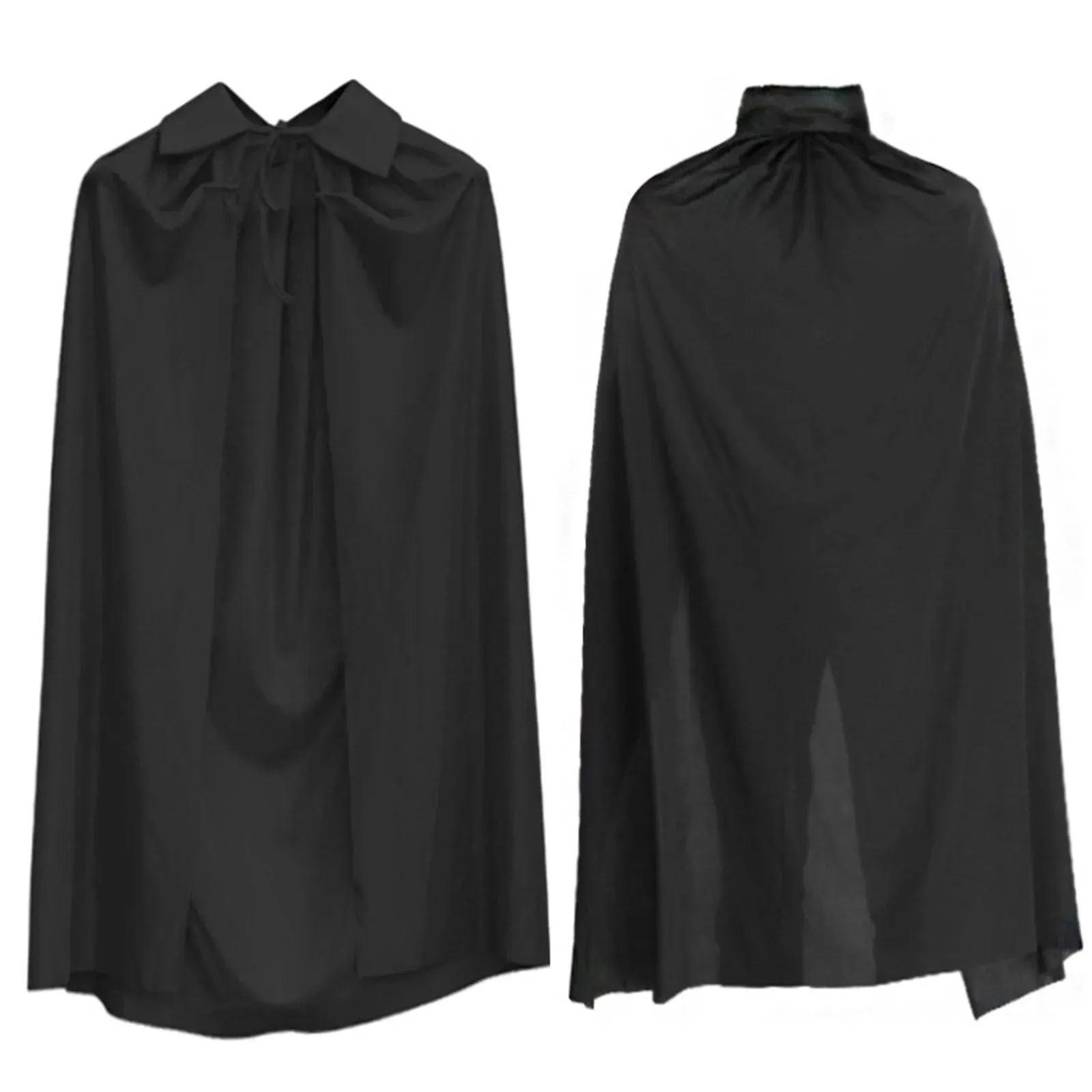 Solid Color Poncho 2024 Halloween Cape Cos Witch Robe Party Adult Children Single Black Stand Collar Hatless Capas Para Mujer