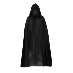 Solid Color Poncho 2024 Halloween Cape Cos Witch Robe Party Adult Children Single Black Stand Collar Hatless Capas Para Mujer