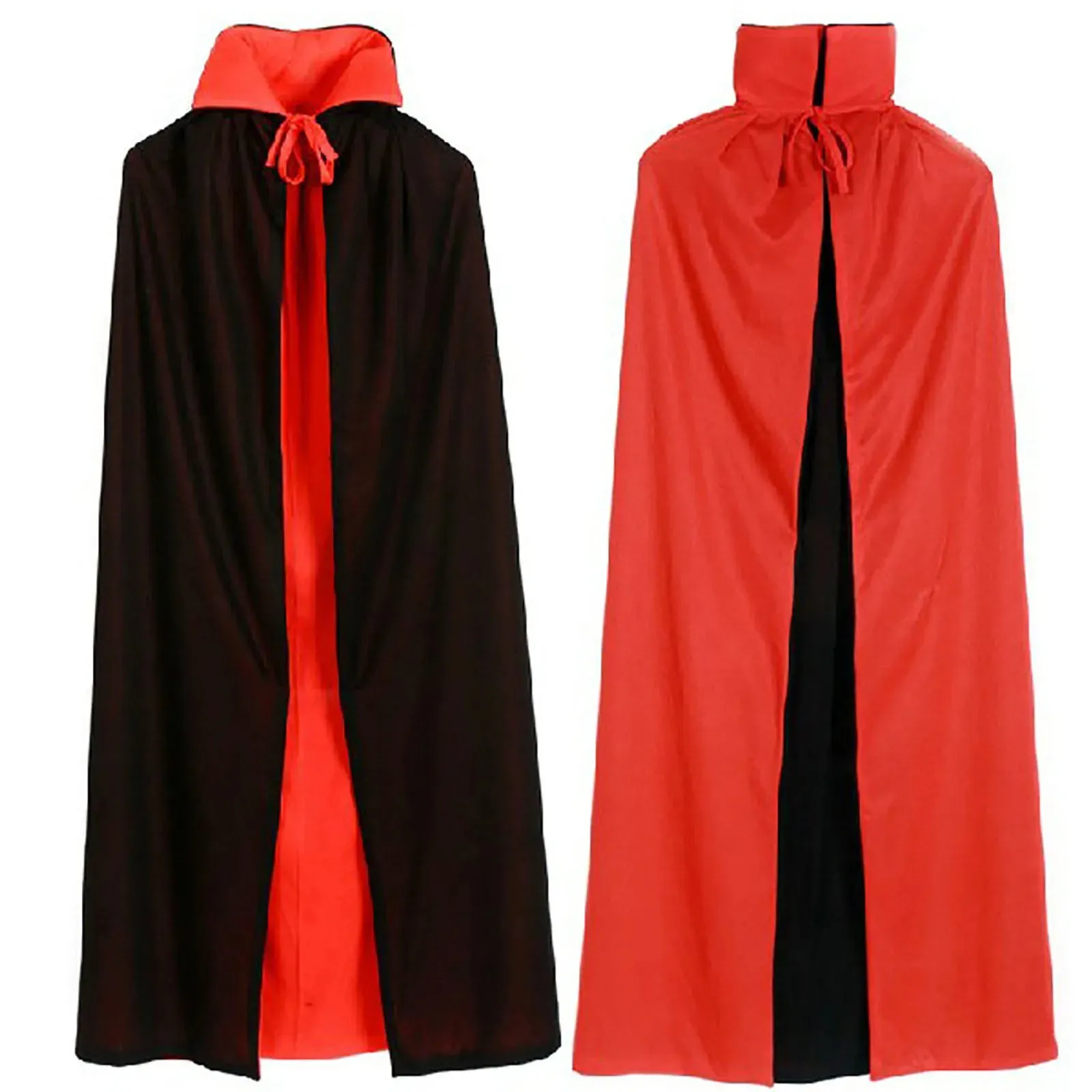 Solid Color Poncho 2024 Halloween Cape Cos Witch Robe Party Adult Children Single Black Stand Collar Hatless Capas Para Mujer