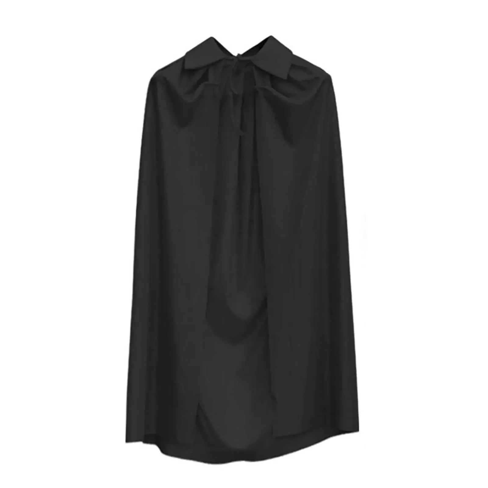 Solid Color Poncho 2024 Halloween Cape Cos Witch Robe Party Adult Children Single Black Stand Collar Hatless Capas Para Mujer