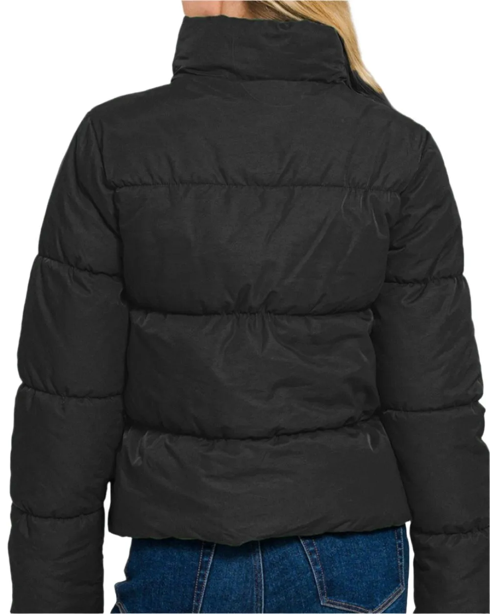 Stacey Turtleneck Puffer Jacket with Pockets - Black