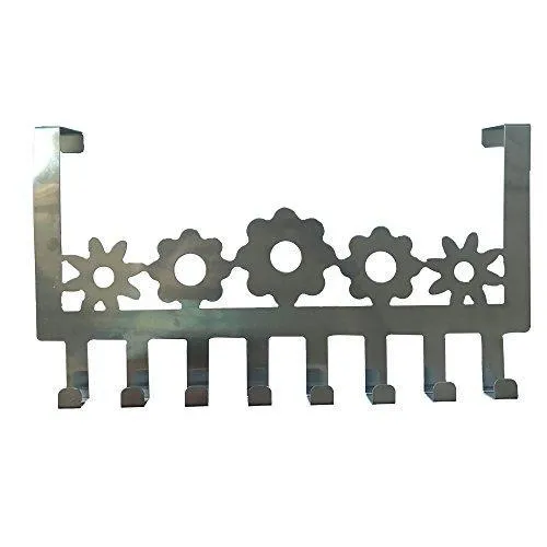 Stainless Steel Over Door Hooks Home Kitchen Cupboard Cabinet Towel Coat Hat Bag Clothes Hanger Holder Organizer Rack （8PCS）Suitable for the thickness door