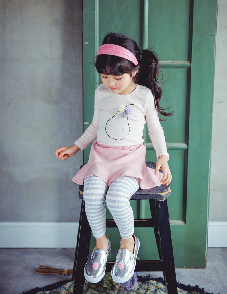 Striped Skirt Leggings Pink