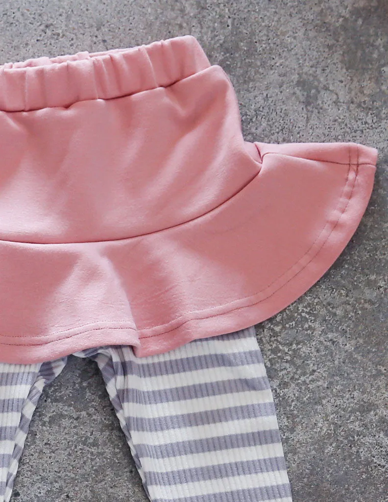 Striped Skirt Leggings Pink