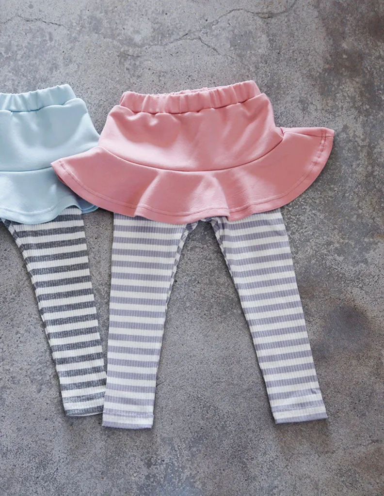 Striped Skirt Leggings Pink