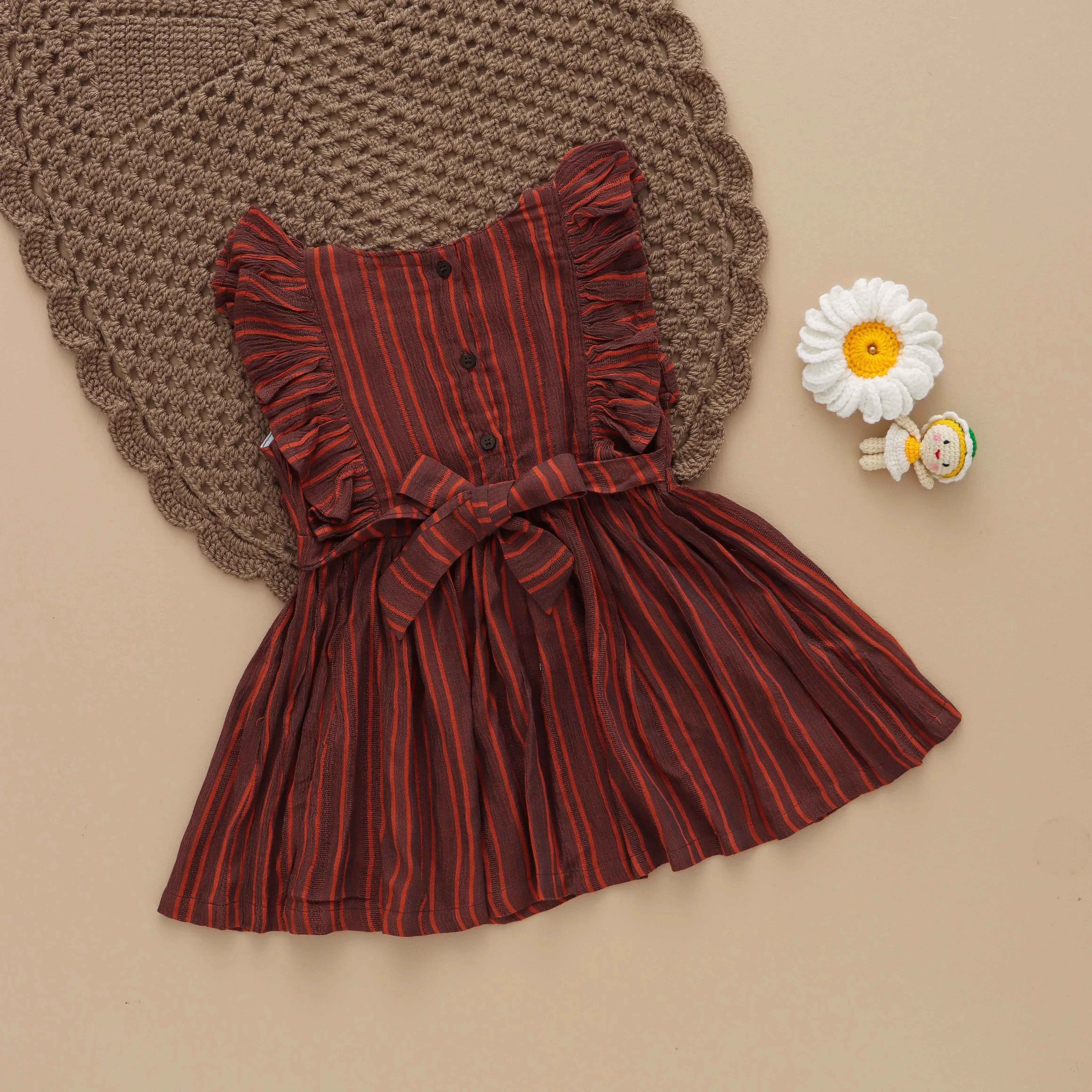 Stylish Checked Frock for Girls – Ruffled Cotton Dress
