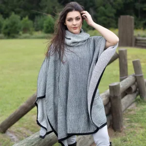 Superfine Alpaca Wool Knitted Turtleneck Poncho Edge Design