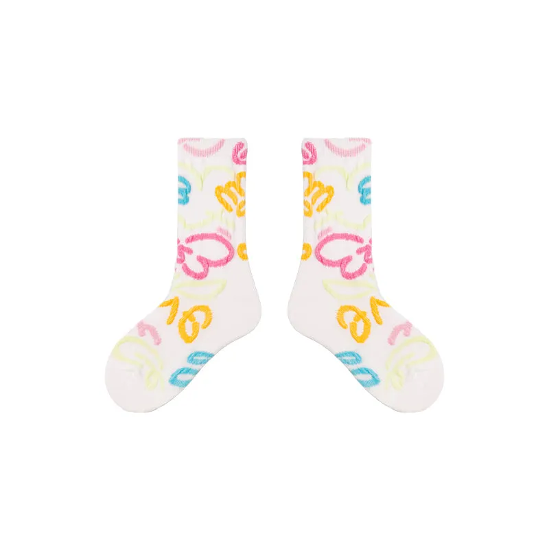 Sweetnana 4-Pack "colorful summer" Series Children's Seamless Socks: Crew Socks with Frilly Ruffled for Girls 3-12 Years Old Cotton Socks Cozy Breathable Spring/Summer.