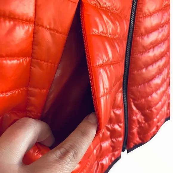 Talbots Primaloft Orange Red Puffer Style Zip Up Lightweight Jacket Size Small