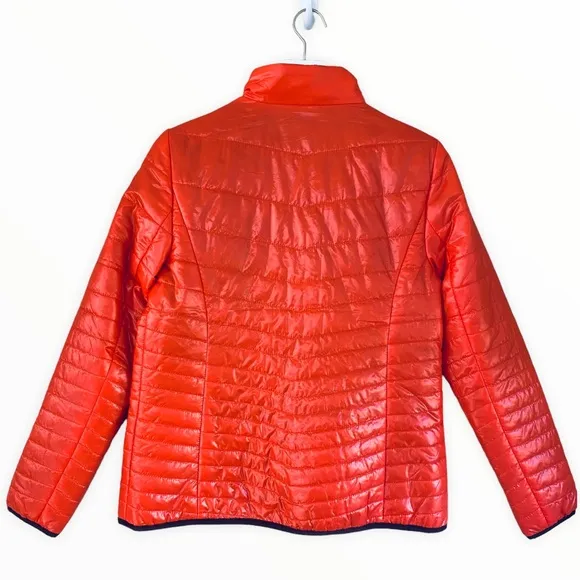 Talbots Primaloft Orange Red Puffer Style Zip Up Lightweight Jacket Size Small