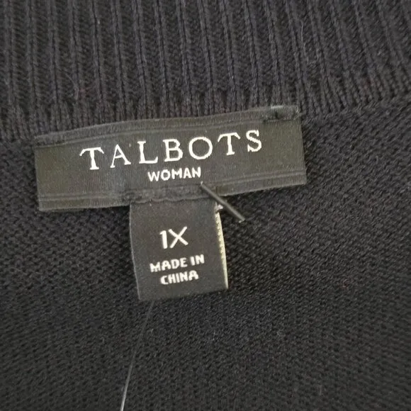 Talbots v Woman NWT Black Ruffled Open Front Shrug Cardigan Sweater Size 1X