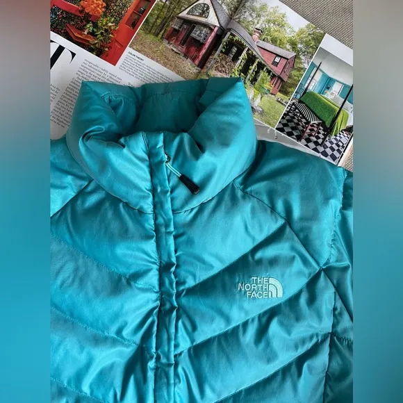 The North Face 550 Down Puffer Jacket In Emerald Teal/Blue/Green Size L