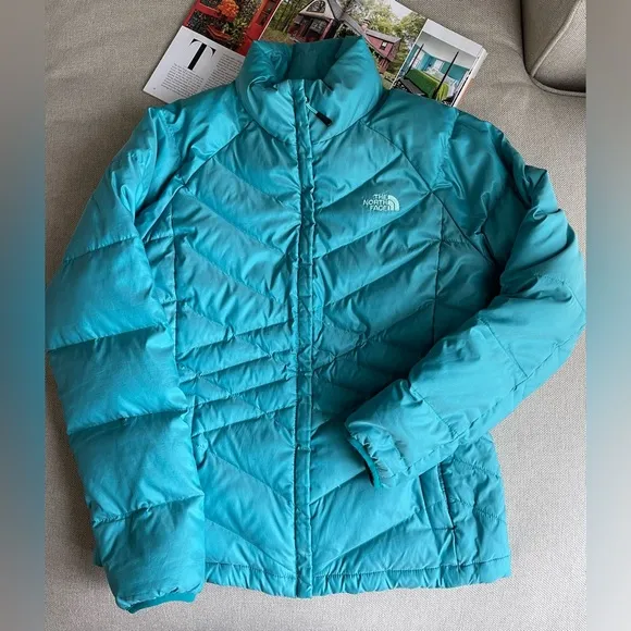 The North Face 550 Down Puffer Jacket In Emerald Teal/Blue/Green Size L