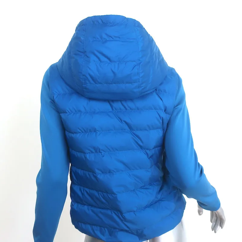 Theory Combo Hooded Down Puffer Jacket Blue Size Petite