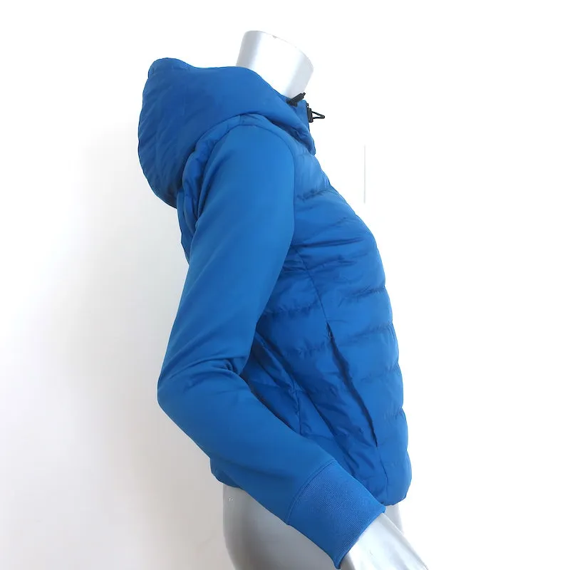 Theory Combo Hooded Down Puffer Jacket Blue Size Petite