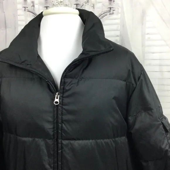 THEORY Down Puffer Jacket Coat Black Zip Up M