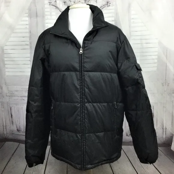 THEORY Down Puffer Jacket Coat Black Zip Up M