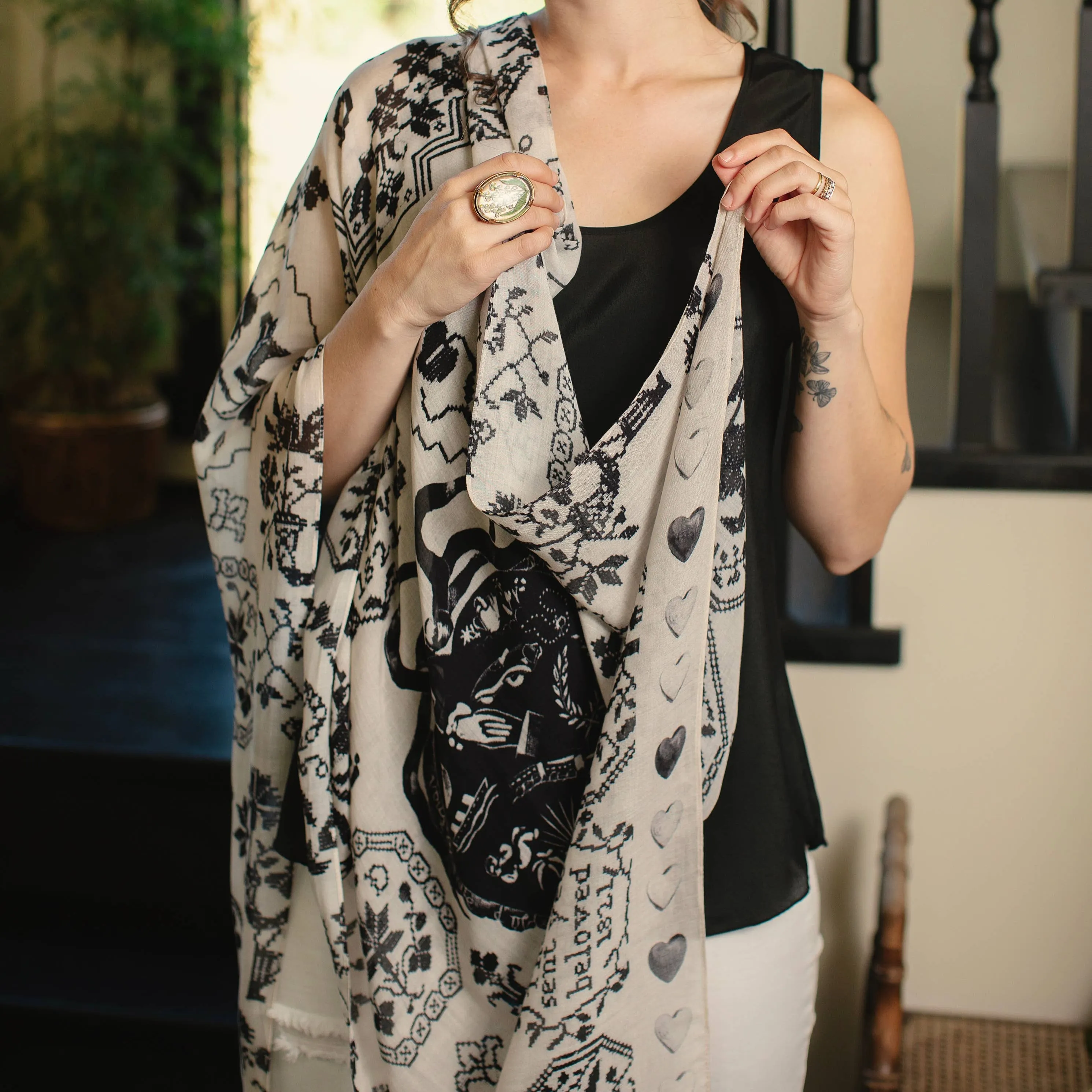 Token of Love Printed Bamboo Scarf