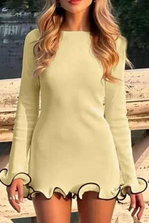 Trim Long Sleeve Mini Dress
