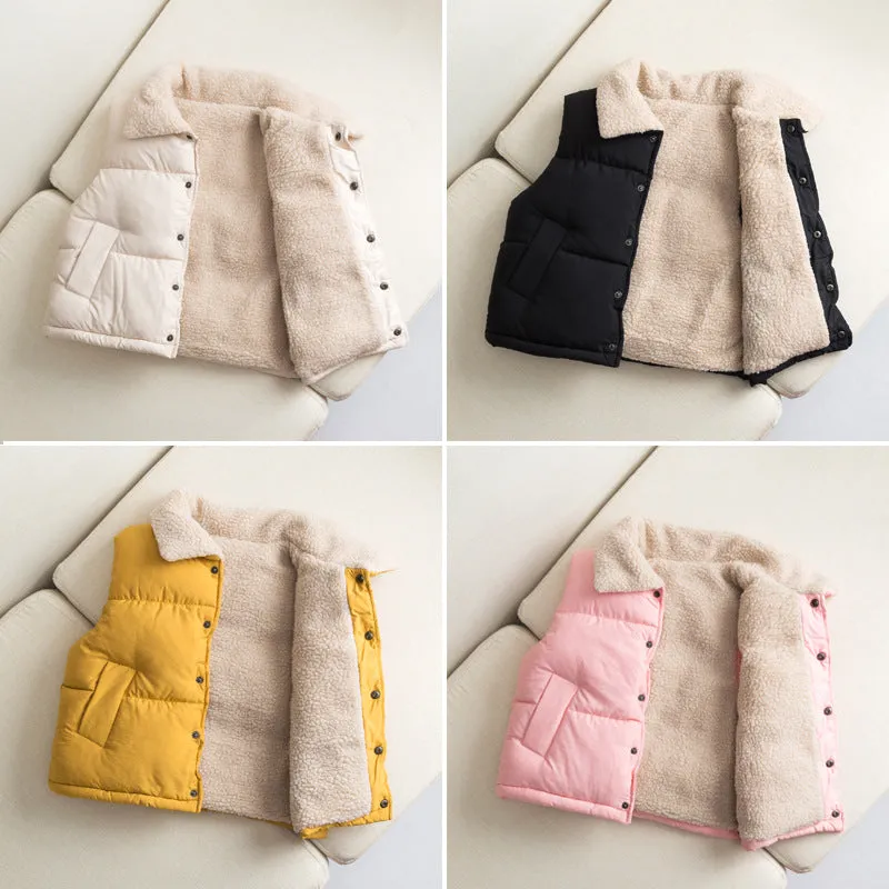 Tumeric Sleeveless Toddler Jacket with Sherpa Lining